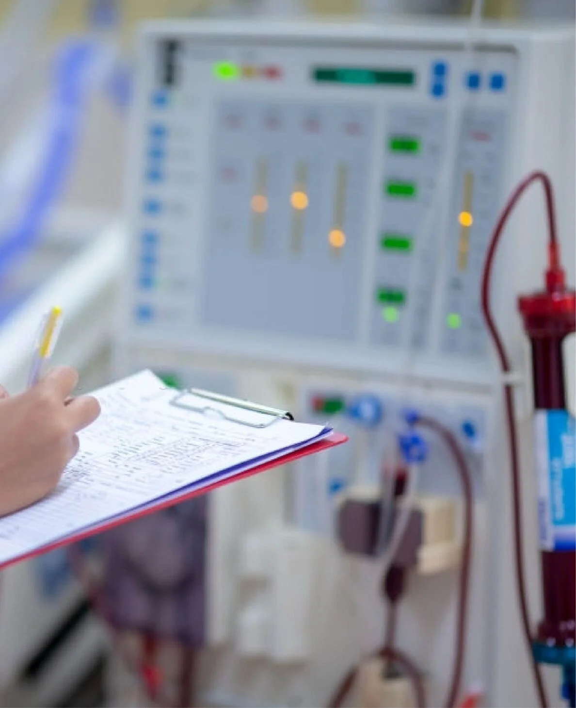 Dialysis machine beside a patient chart