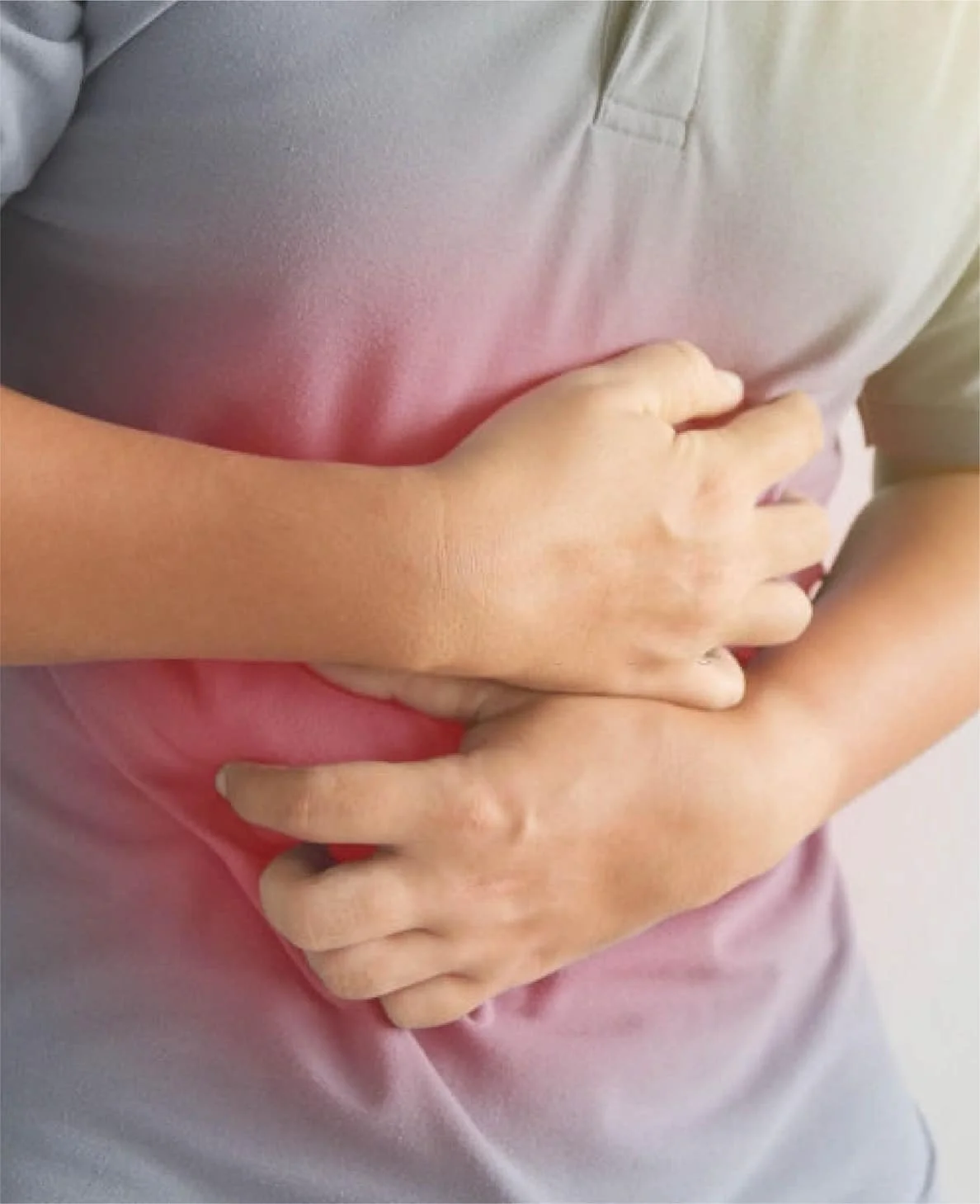 Person holding their abdomen